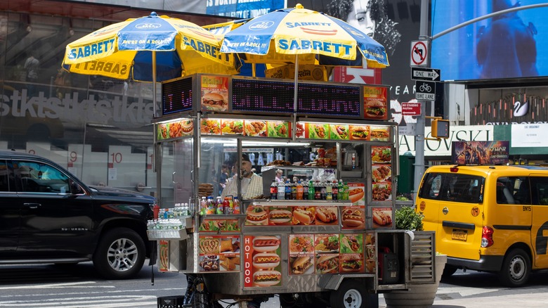 Hot dog cart in New York city