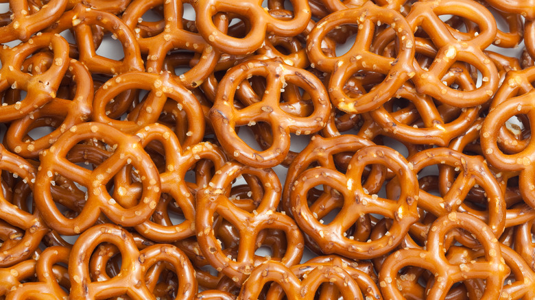 Pile of hard mini pretzels