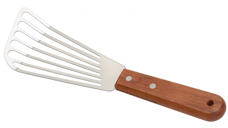 Metal and wood fish spatula