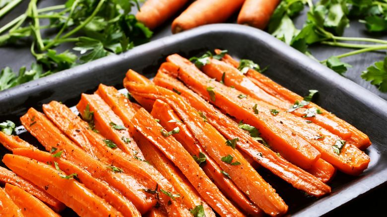 carrots on baking sheet