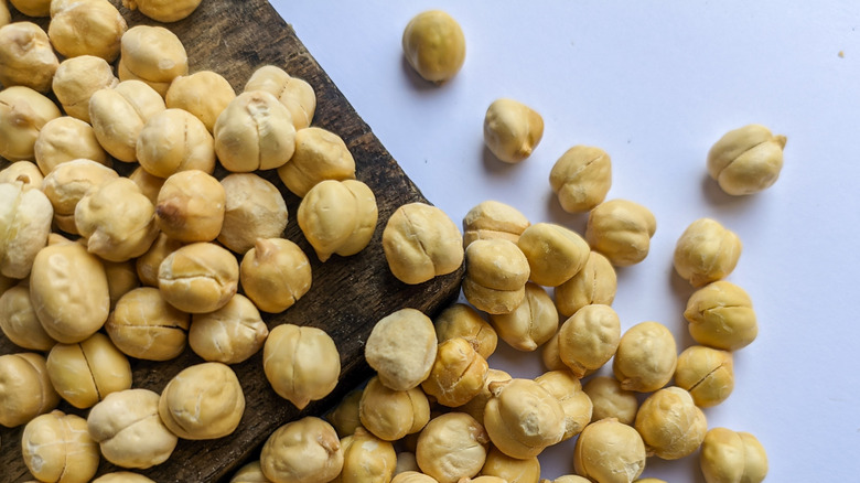 A closeup of some chickpeas