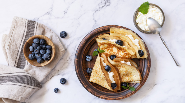 whipped ricotta and blueberry crepe