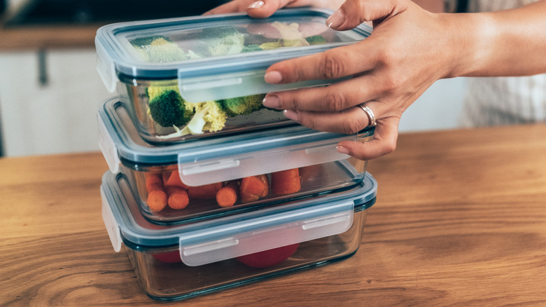 Meal prepped vegetables in containers