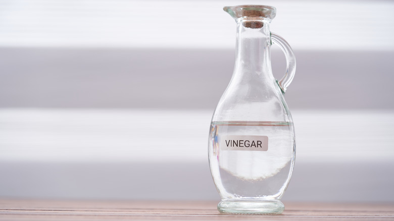 Clear bottle of white vinegar