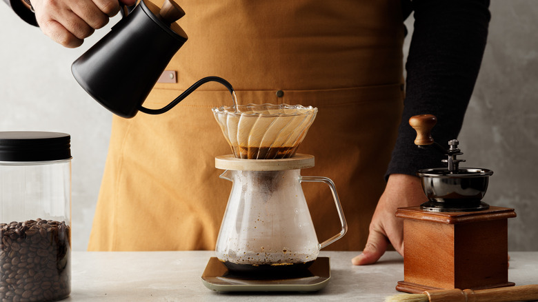 Making pour over coffee