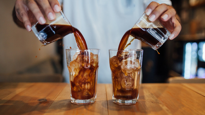 Coffee poured over ice