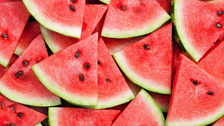 Watermelon cut into triangles