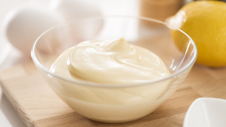 Bowl of homemade mayonnaise