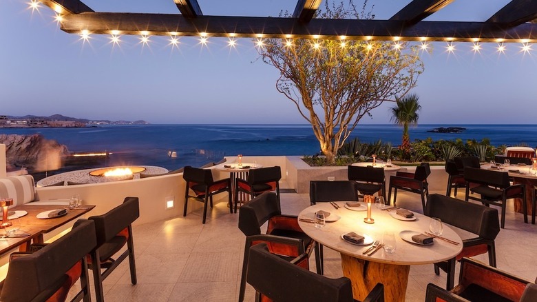 restaurant terrace at night