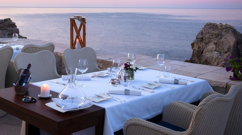 table setting by the ocean