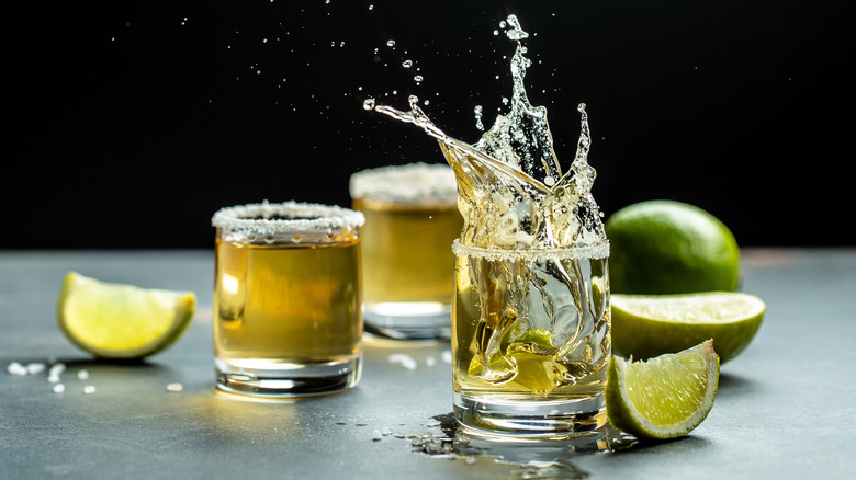 Tequila shots with lime