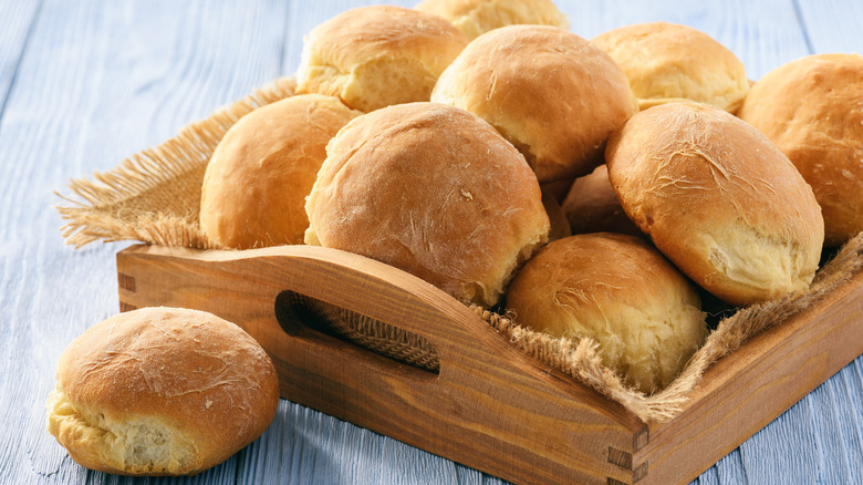 Potato bread rolls in tray
