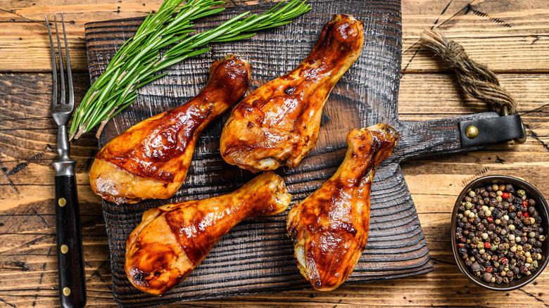 Barbecue smoked chicken legs