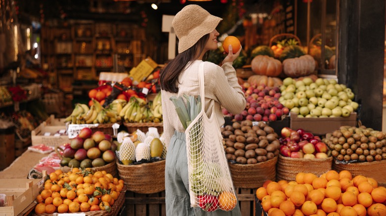 Woman shopping for produce