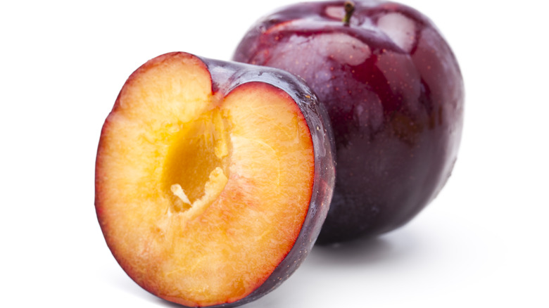 Halved plums