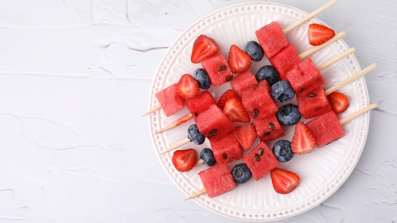 Berry and watermelon skewers