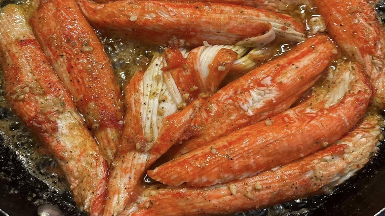 Sam's Club imitation crab legs are cooked up like a seafood boil