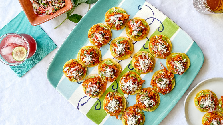 mini chicken tostadas on plate