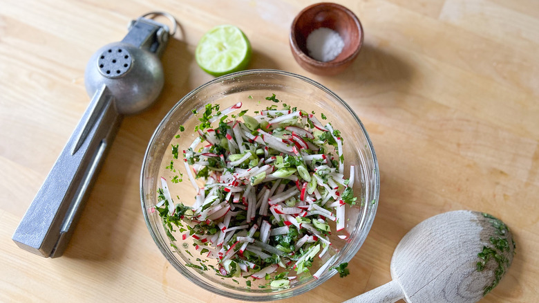 radish pico de gallo in bowl