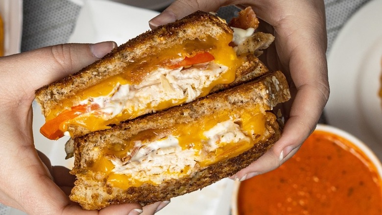 Tom & Chee grilled cheese melt with tomato soup