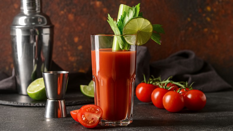 Bloody Mary cocktail with fresh tomatoes