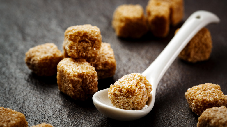 Cubes of brown sugar