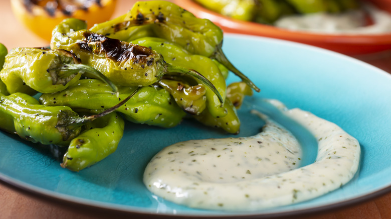 Charred peppers with herby aioli