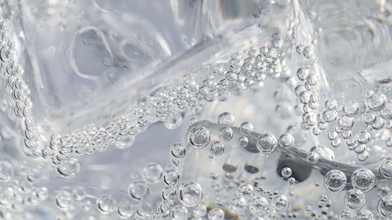 Closeup of carbonated water bubbles