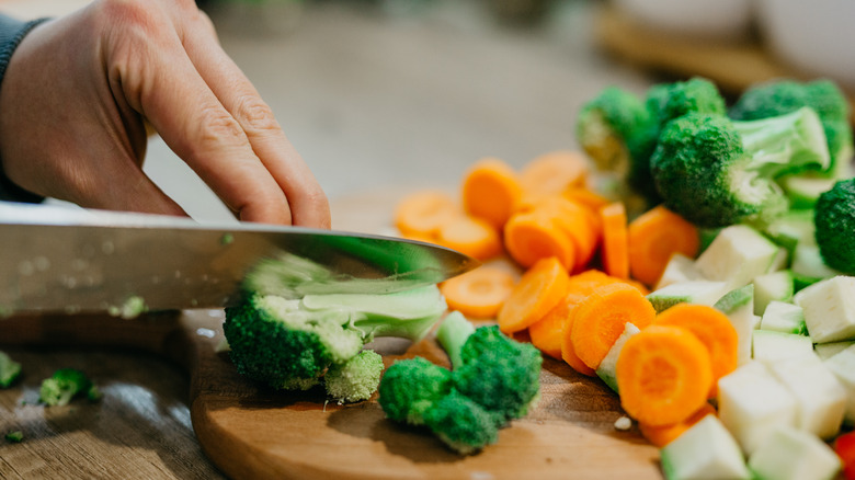 chopping vegetables