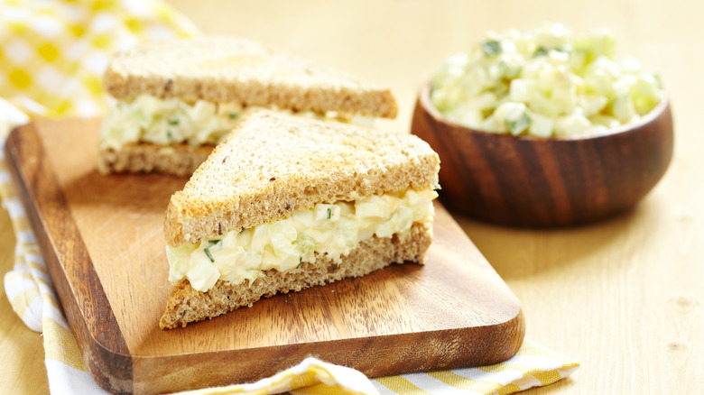 Egg salad sandwiches on board