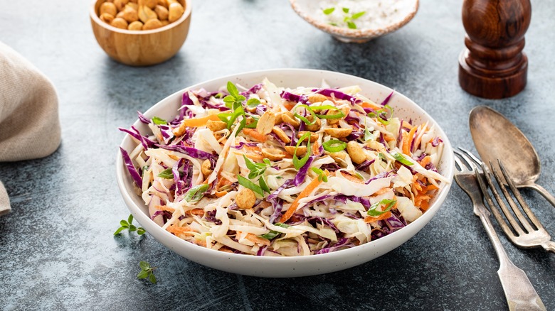 Asian cabbage salad with peanut dressing
