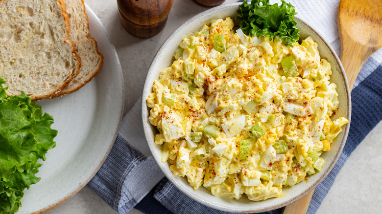 Bowl of egg salad with paprika