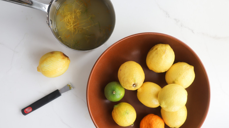 Zesting citrus fruit