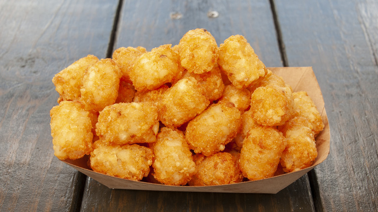 paper tray filled with tater tots