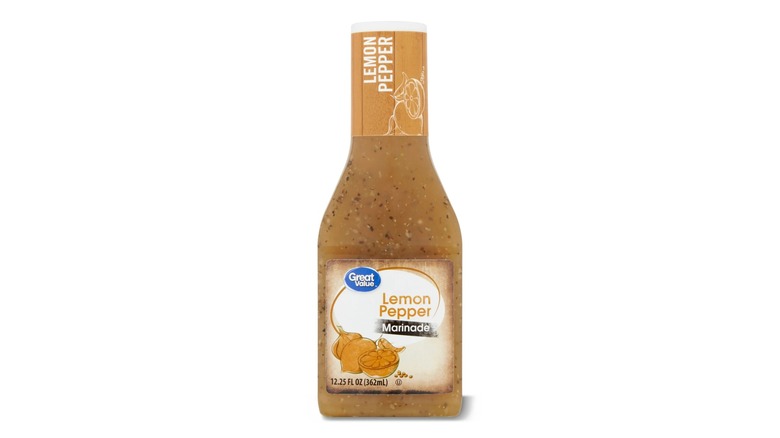 A bottle of Great Value's Lemon Pepper Marinade