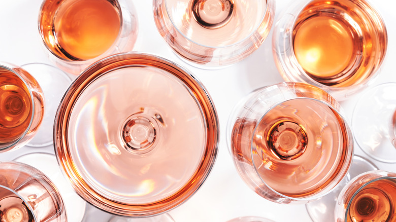 A variety of rosé wines on a table for a wine tasting