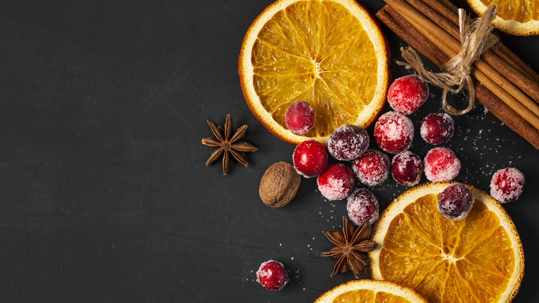 Dried oranges with cranberries and spices