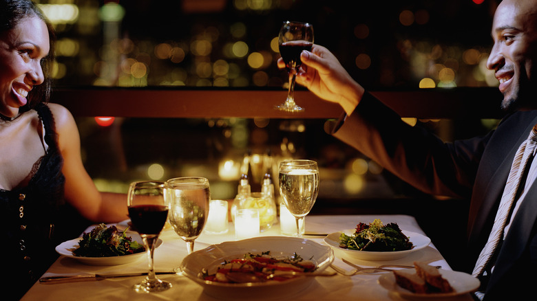 Couple at a fancy restaurant