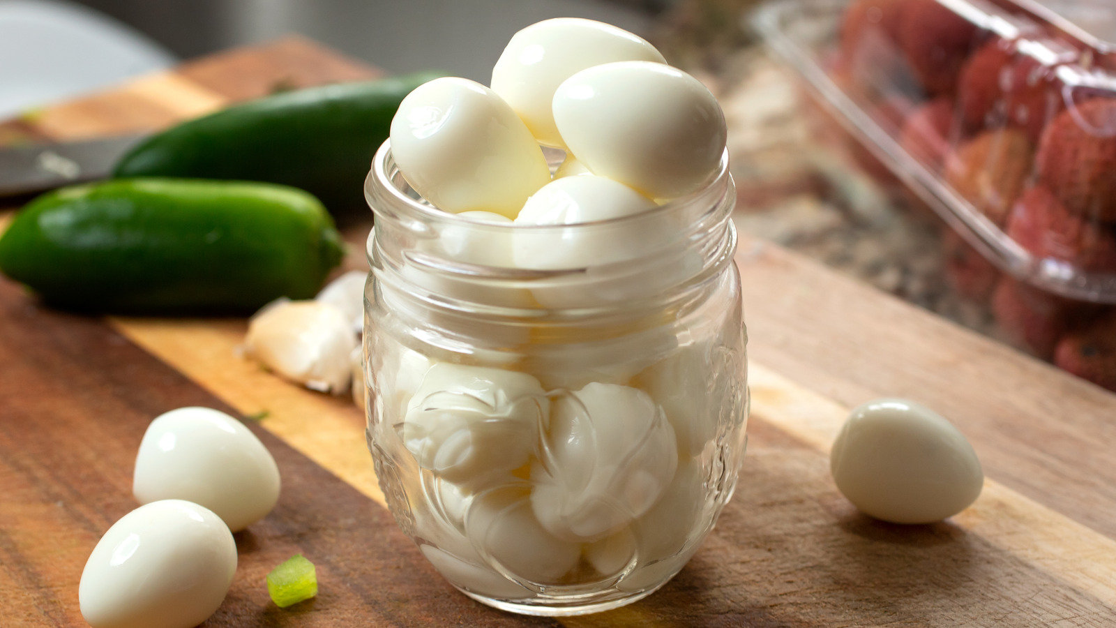 Peel hard-boiled eggs with a Mason jar