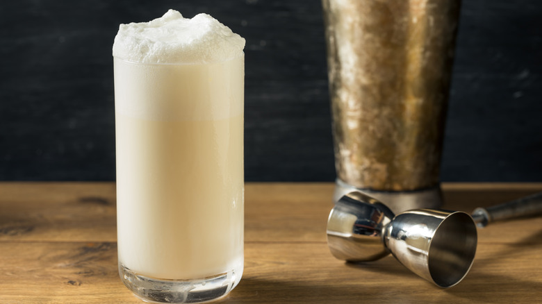frothy Ramos gin fizz cocktail