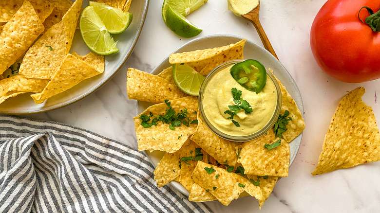 small plate with dip