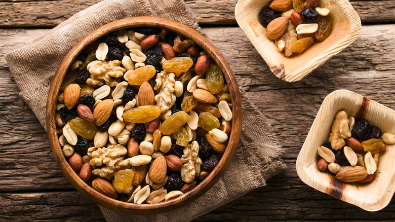 Trail mix in bowls