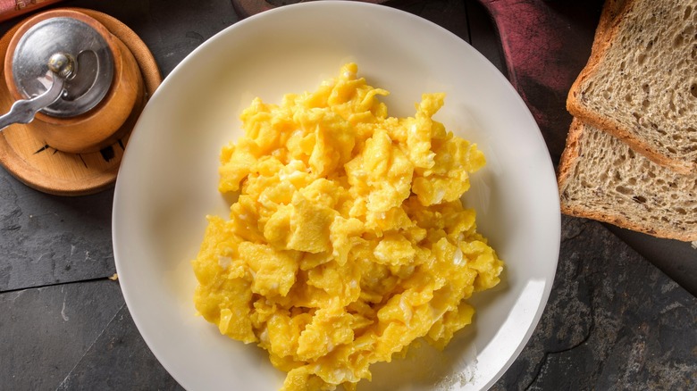 plate of fluffy scrambled eggs