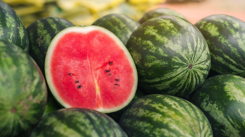 watermelons and cut watermelon