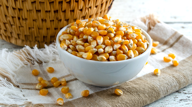 bowl of unpopped popcorn