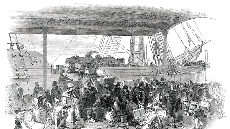 Irish immigrants boarding a boat