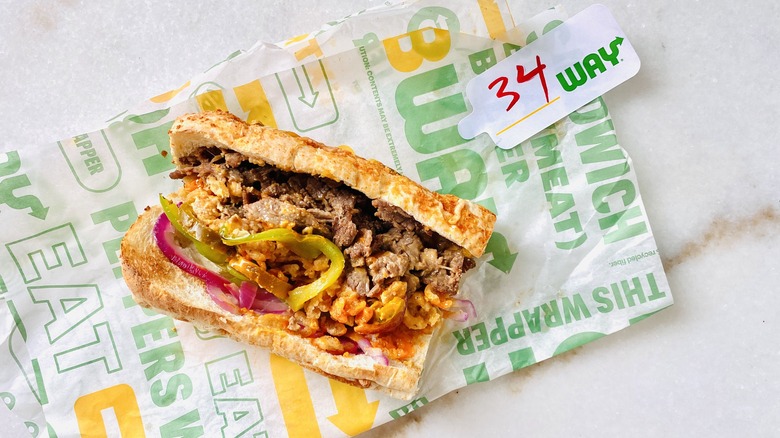 Subway spicy nacho steak on paper