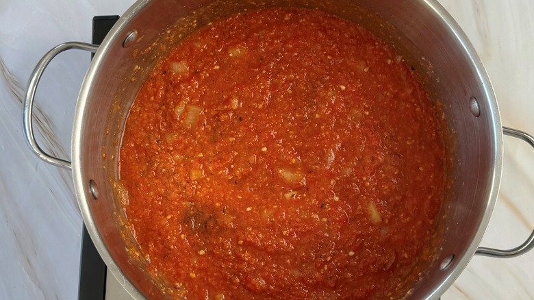 tomato sauce in pot