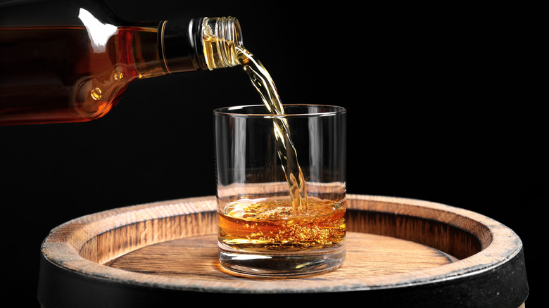 bourbon poured into a glass