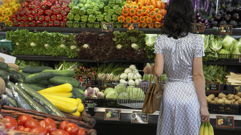 Woman looking at produce